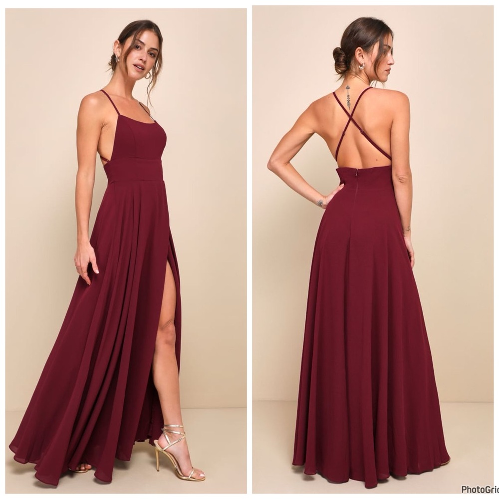 NWOT Lulus Dreamy Romance Burgundy Maxi‎ Dress $88 2XL